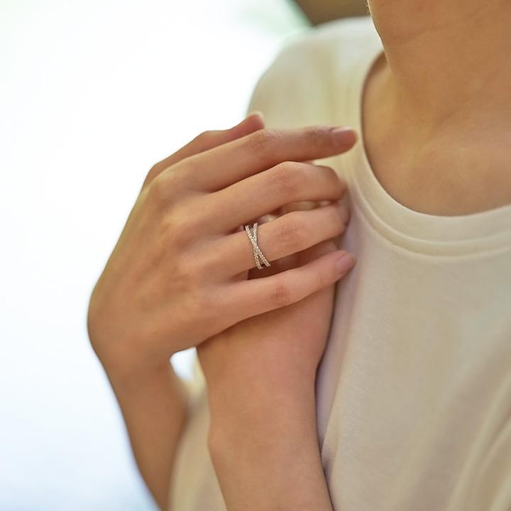 指輪 リング ダイヤモンド 0.4ct ハードプラチナ950 クロス レディース