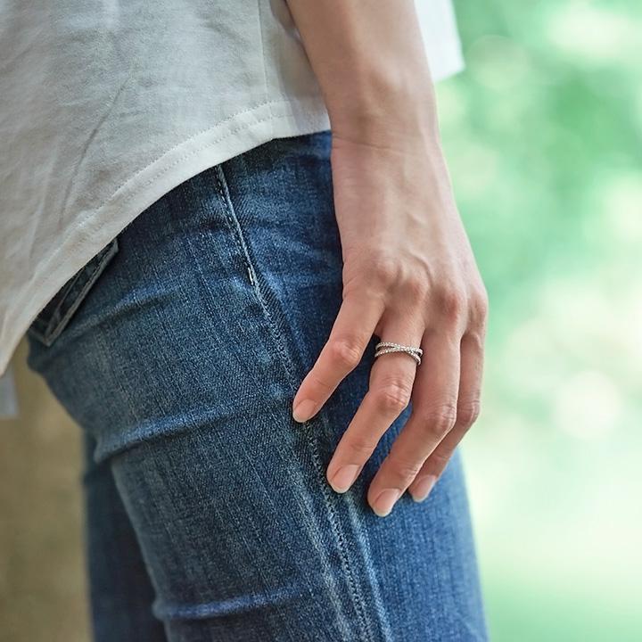 指輪 リング ダイヤモンド 0.4ct ハードプラチナ950 クロス レディース