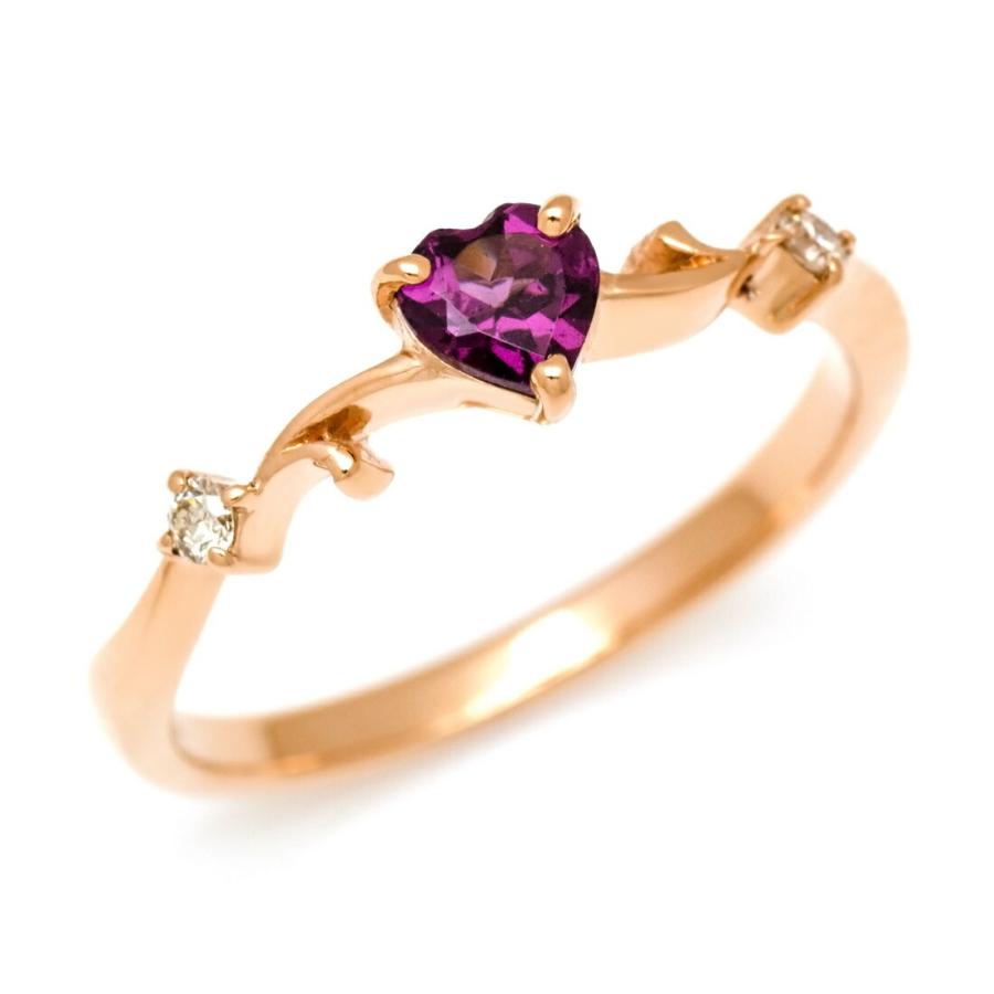 K18 Pt900 ガーネット　ダイアモンド　ハートリング 指輪 リング ロードライトガーネット ダイヤモンド ハート arzente