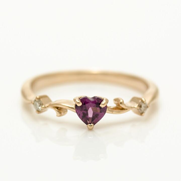 指輪 リング ロードライトガーネット ダイヤモンド ハート arzente