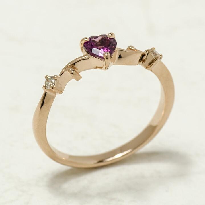 指輪 リング ロードライトガーネット ダイヤモンド ハート arzente