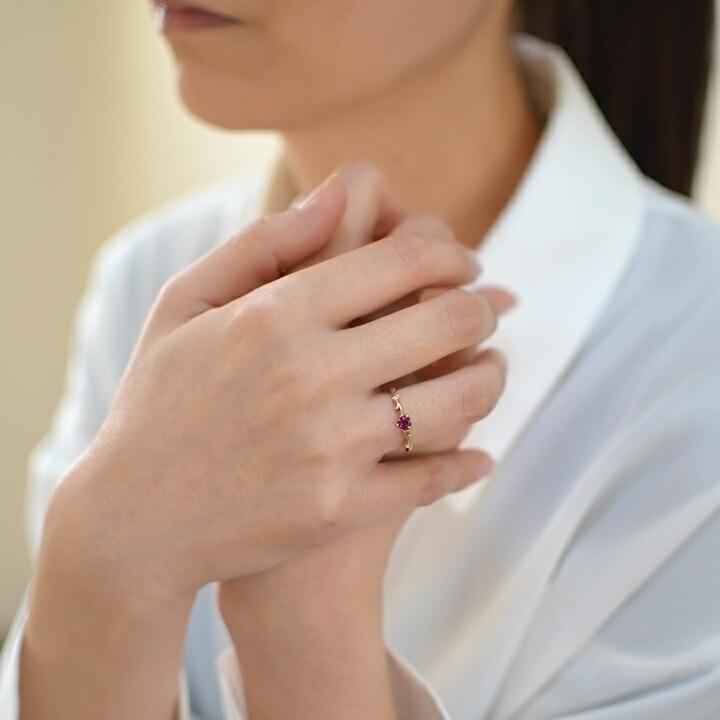 指輪 リング ロードライトガーネット ダイヤモンド ハート arzente