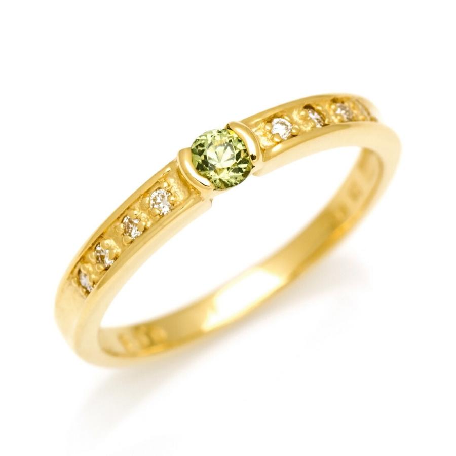 リング 指輪 デマントイドガーネット ダイヤモンド ゴールド K18 1月  