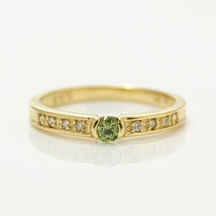 リング 指輪 デマントイドガーネット ダイヤモンド ゴールド K18 1月