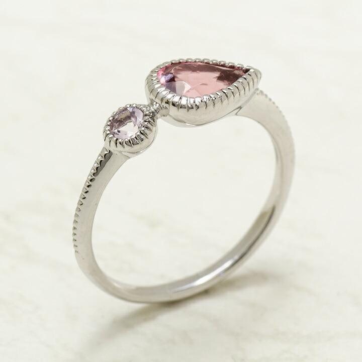 指輪 リング ピンクトルマリン モルガナイト pianto ゴールド K18