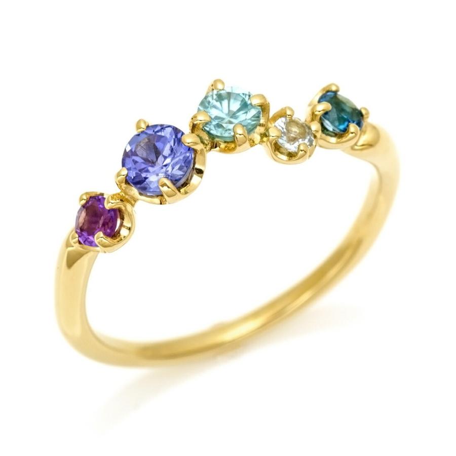 指輪 リング マルチカラーストーン midnight ゴールド K18 レディース