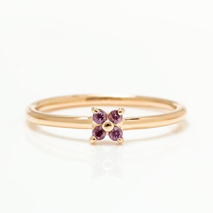 指輪 リング ロードライトガーネット フラワーモチーフ arte ゴールド