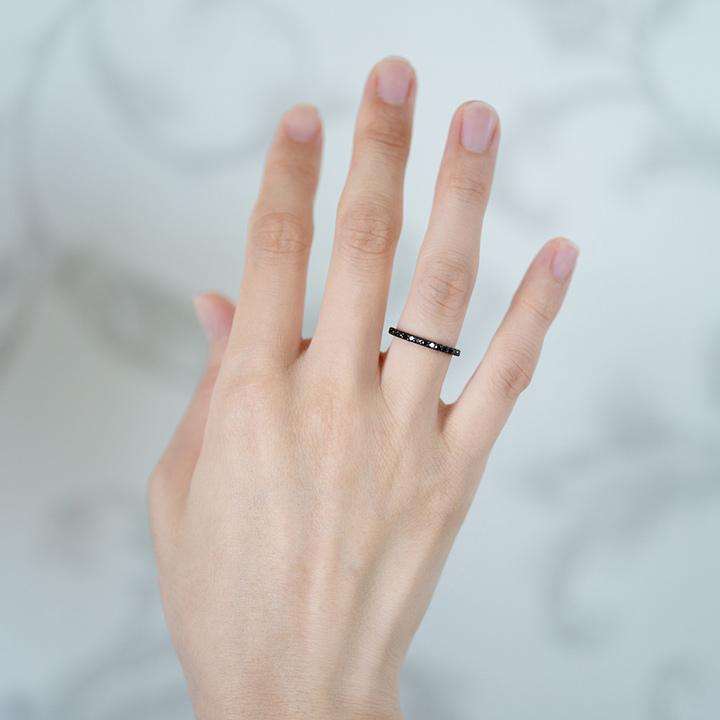 指輪 フルエタニティリング ブラックダイヤモンド 0.54-0.7ct PT950 