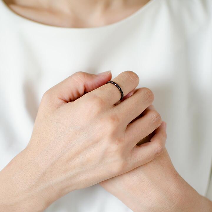 K10 ゴールド エタニティーリング 指輪 ブラックダイヤモンド 4