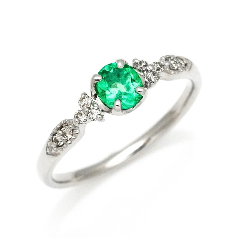 エメラルド ダイヤモンド プラチナリングPT900/K18 10号 指輪 リング エメラルド ダイヤモンド プラチナ900 K18・K10選択可