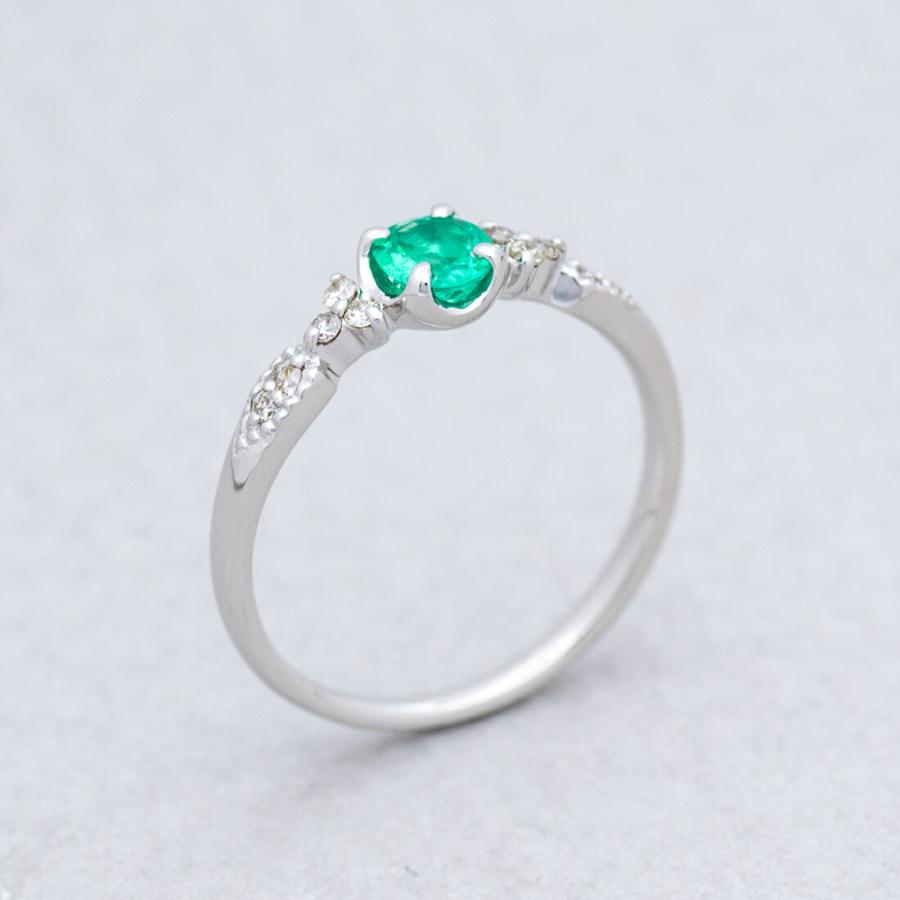 指輪 リング エメラルド ダイヤモンド プラチナ900 K18・K10選択可