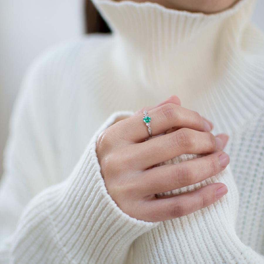 指輪 リング エメラルド ダイヤモンド プラチナ900 K18・K10選択可