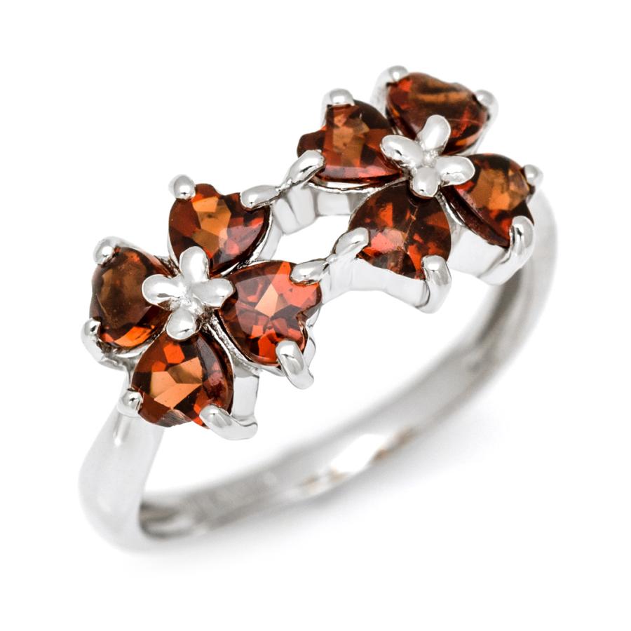 SV925 ガーネット フラワー リング 指輪 1月誕生石 アクセサリー