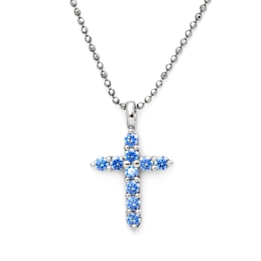SV925 アークティックブルーキュービック クロス ネックレス ペンダント アクセサリー