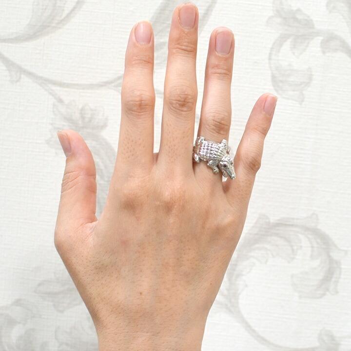 ナイルクロコダイルレザー　シルバーリング ナイルクロコダイル 手染めL字ハーフウォレット | 大人のバッグ