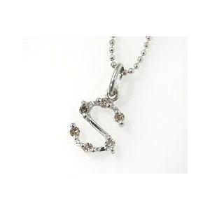 SV925 ブラウンダイヤモンド イニシャル ネックレス ペンダント 「S」 アクセサリー