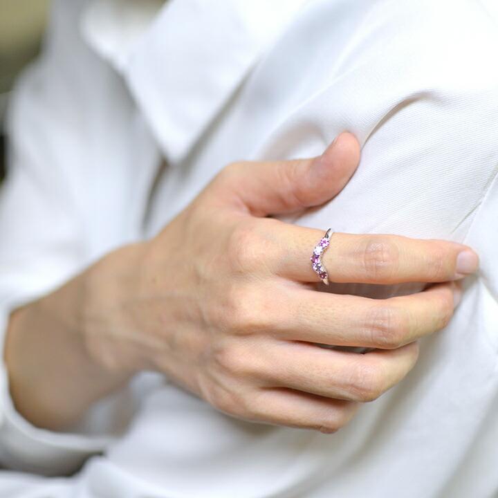 指輪 リング ピンクトルマリン モルガナイト シルバー925 レディース