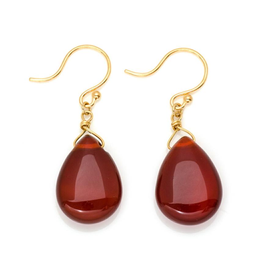 フックピアス イヤリング レッドアゲート ゴールド K18 プレゼント  