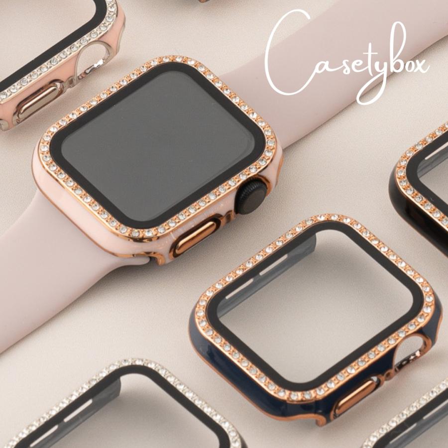 豪華♡ Apple Watch キラキラ ケース ピンク ブラック 41mm - 金属ベルト