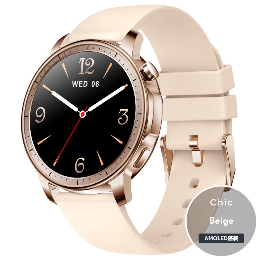 スマートウォッチ 商品リニューアル レディース AMOLED搭載 常時表示