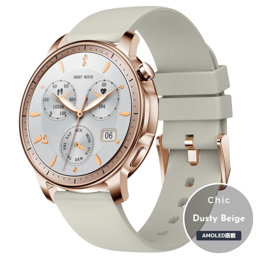 【2023年進阶版＆スマートウォッチ＆多機能】 スマートウォッチ 商品リニューアル レディース AMOLED搭載 常時表示