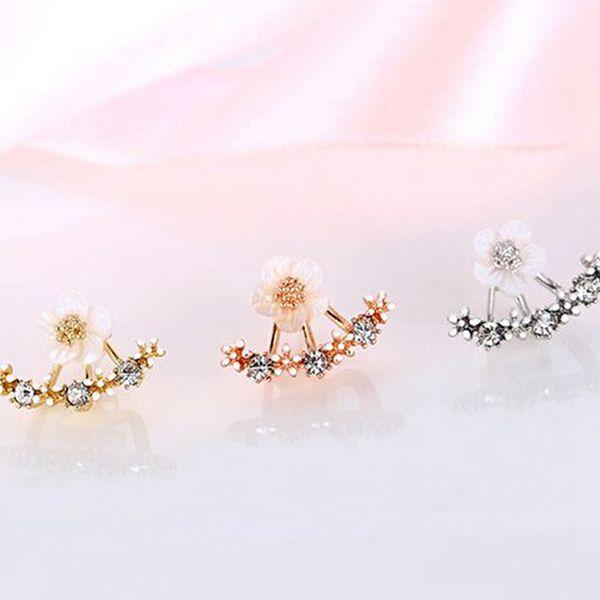 2way お花レディースピアス ストーンのバックキャッチ バックチャーム