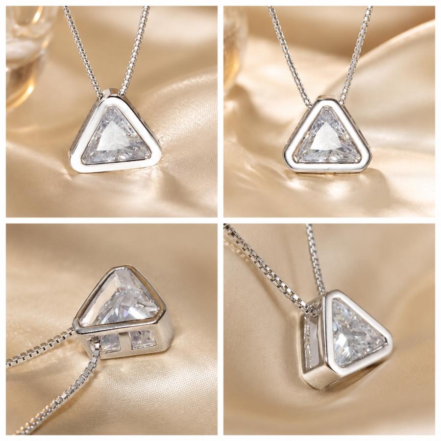 ピラミッド 三角形 ネックレス レディース czダイヤ 1.88ct 大粒 