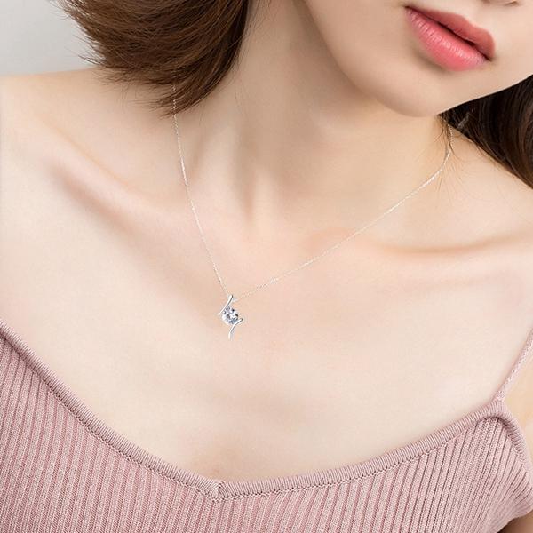 風 ネックレス レディース czダイヤ 水晶 1.24ct 大粒 プラチナ仕上げ 