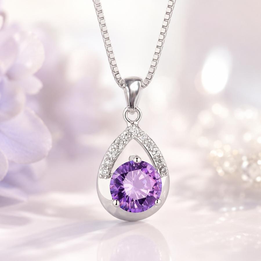 ネックレス レディース 天使の涙 ルミエールドロップ 紫水晶 紫 