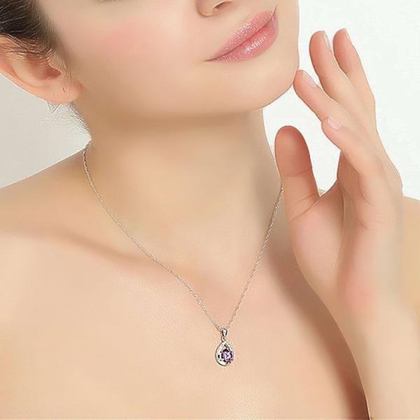 天使の涙 ネックレス レディース アメジスト 紫水晶 1.88ct 大粒