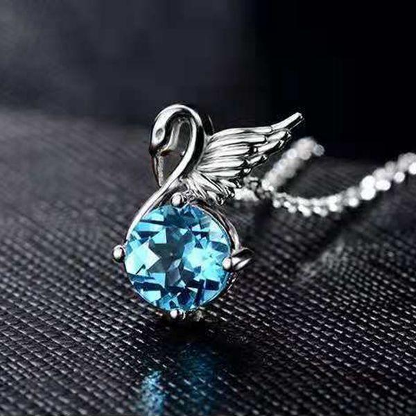 天使の涙 天使の翼 ブルースワン 水滴 ネックレス レディース ブルー