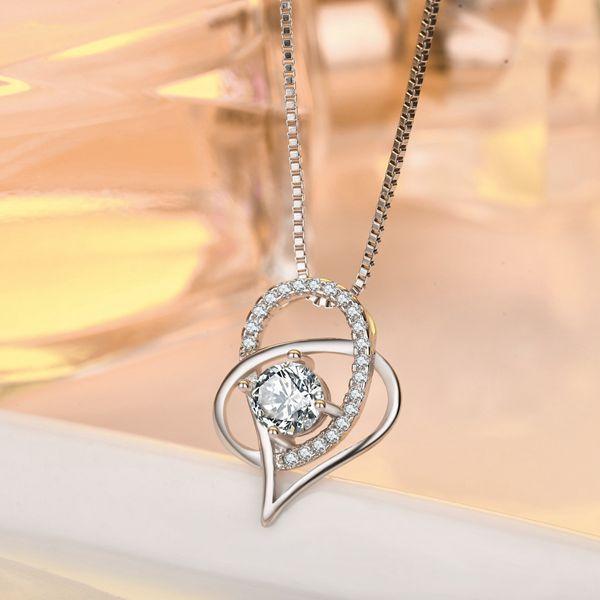 ネックレス czダイヤ ハート 1ct レディース 大粒 プラチナ仕上げ