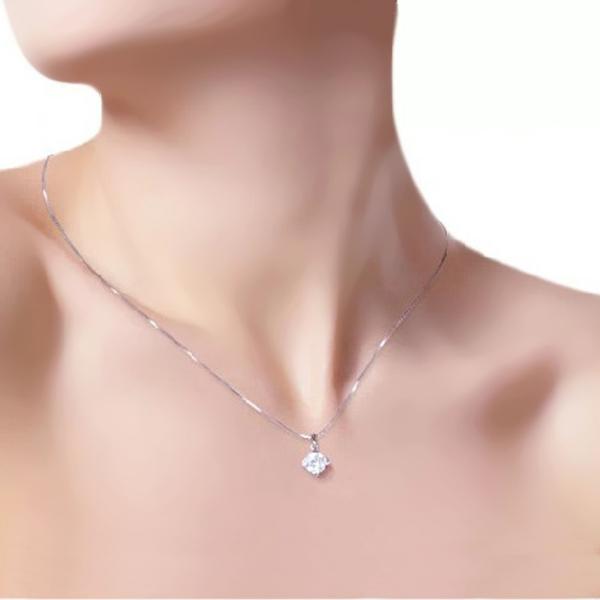 四爪 ネックレス レディース czダイヤモンド 1ct 大粒 プラチナ仕上げ