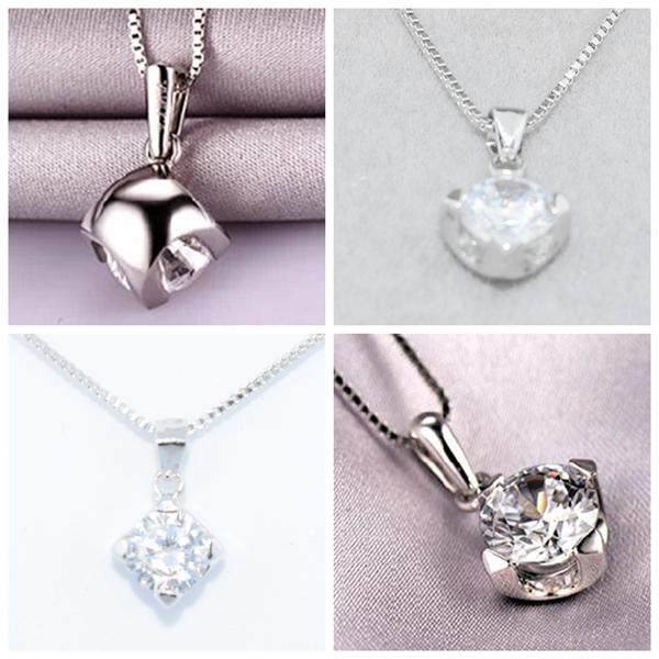 四爪 ネックレス レディース czダイヤモンド 1ct 大粒 プラチナ仕上げ