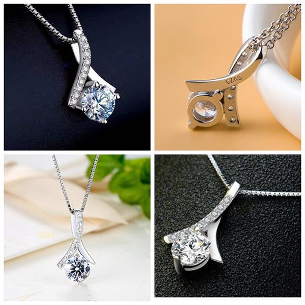 リボン ネックレス レディース czダイヤ 1.5ct 大粒 プラチナ