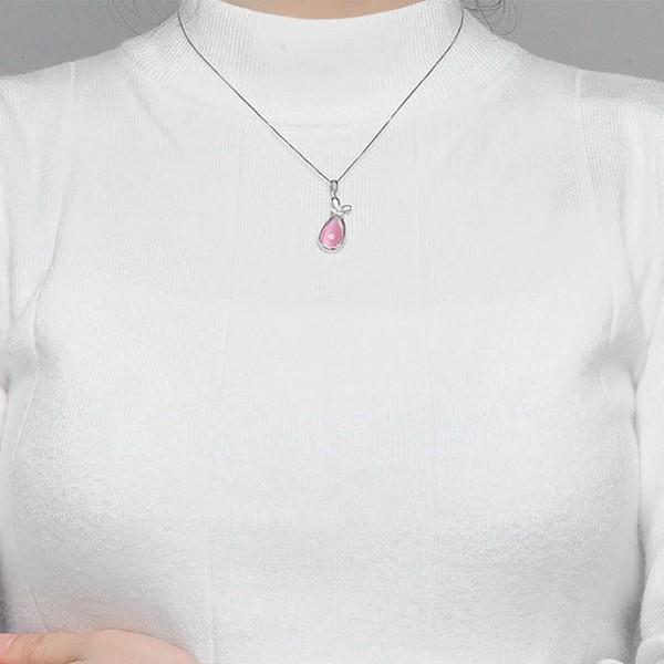 蝶々 ネックレス レディース ピンク 水晶 大粒 ハイビスカス ピンククリスタル_3