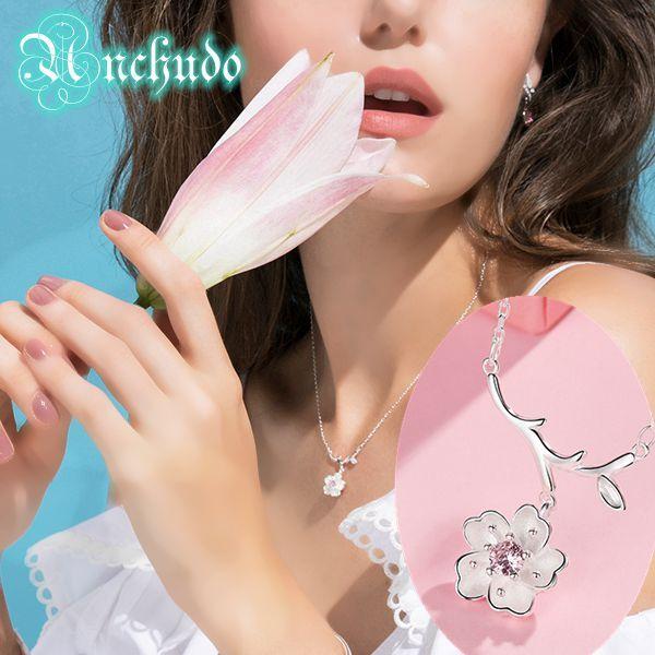 さくら 桜型 ネックレス レディース スワロフスキークリスタル