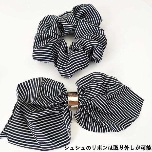 レディース 3wayリボンシュシュ ゴールドパーツ フラワープリント