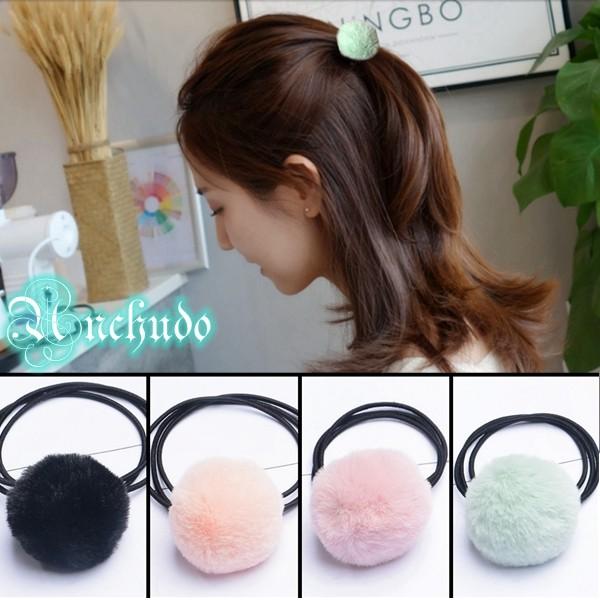 ファー ヘアゴム ヘアカフ まとめ髪 フェイクファー ポンポン