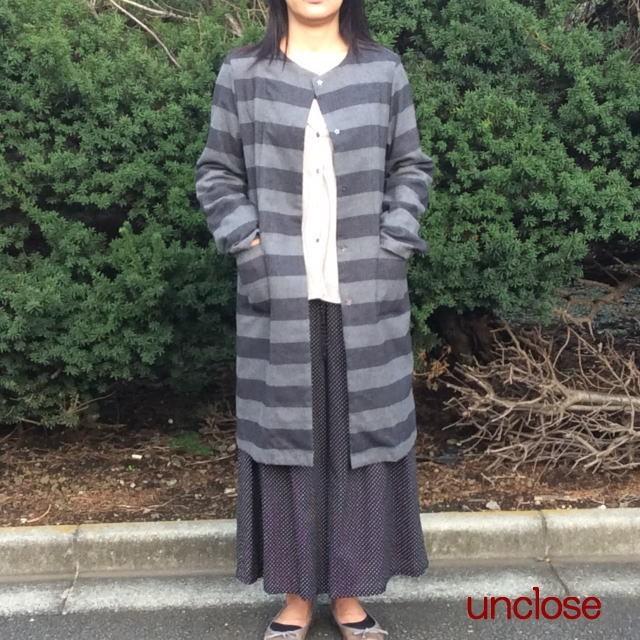 型紙/膝丈ノーカラーコート（裏なし）大人婦人 : アンクローズ・布屋 