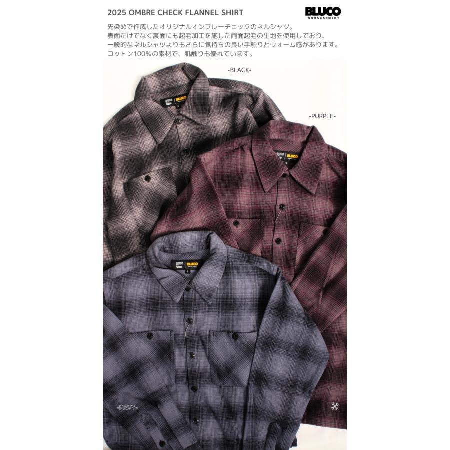 BLUCO（ブルコ） セール ネルシャツ オンブレチェック メンズ 長袖