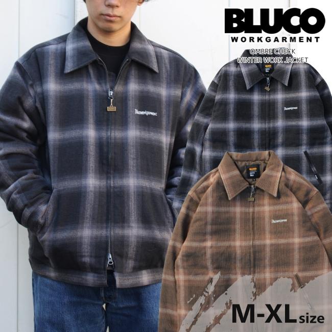 marBLUCO OMBRE CHECKWORK JACKETブラックXL BLUCO（ブルコ） オンブレチェックワークジャケット OMBRE CHECK