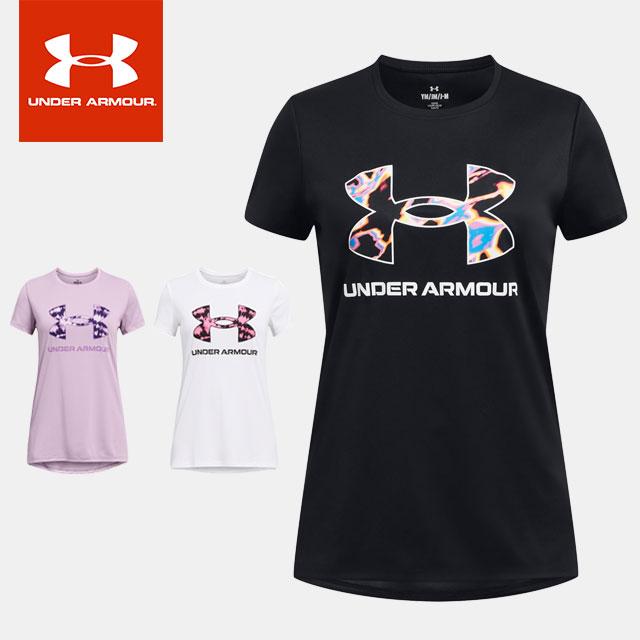 ネコポス アンダーアーマー ジュニア Tシャツ 半袖 丸首 UA テック プリント ビッグロゴ ショートスリーブ シャツ ルーズ 吸汗速乾 ...
