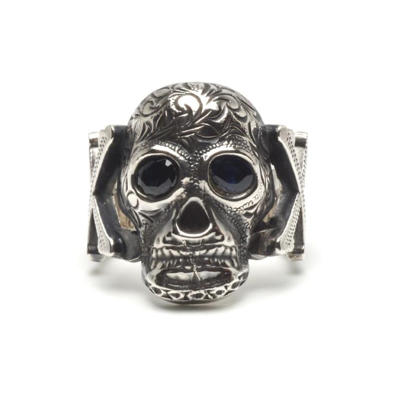 【美品/別注】END CUSTOM JEWELLERS スカルリング 9号 END CUSTOM JEWELLERS EDWARD SKULL RING w/sapphire リング