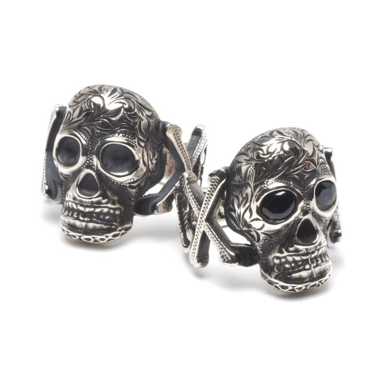 END CUSTOM JEWELLERS EDWARD SKULL RING w/sapphire リング