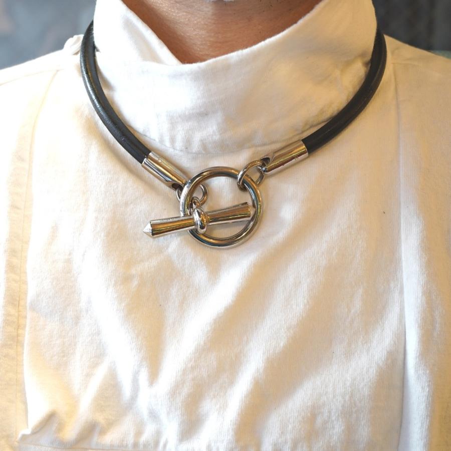 END CUSTOM JEWELLERS / VERY THICK CIRCLE T-BAR CHOKER/ネックレス/レザー/BLK/メンズ// END CUSTOM JEWELLERS-VERY THICK CIRCLE T-BAR CHOKER : UNDERFIELD