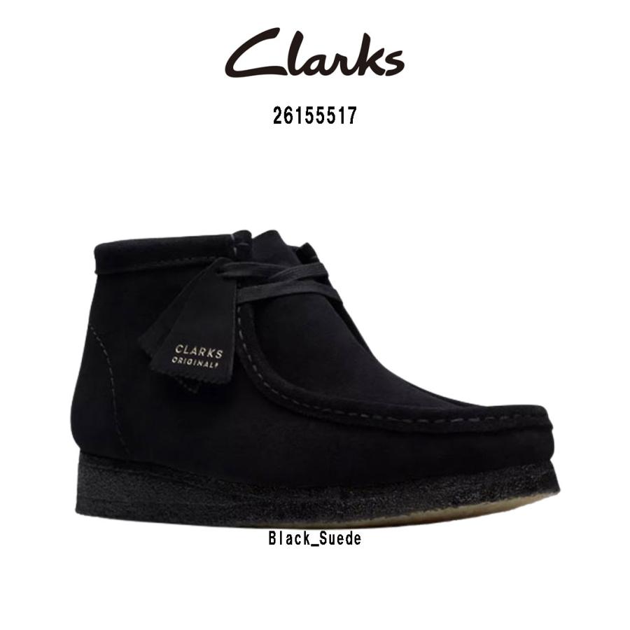 CLARKS(クラークス)ワラビーブーツ アンクルブーツ スエード スタンダード シューズ ハイカット レースアップ ブラック メンズ WALLABEE BOOT 26155517 Clarks（クラークス） CLARKS(クラークス)ワラビーブーツ アンクル