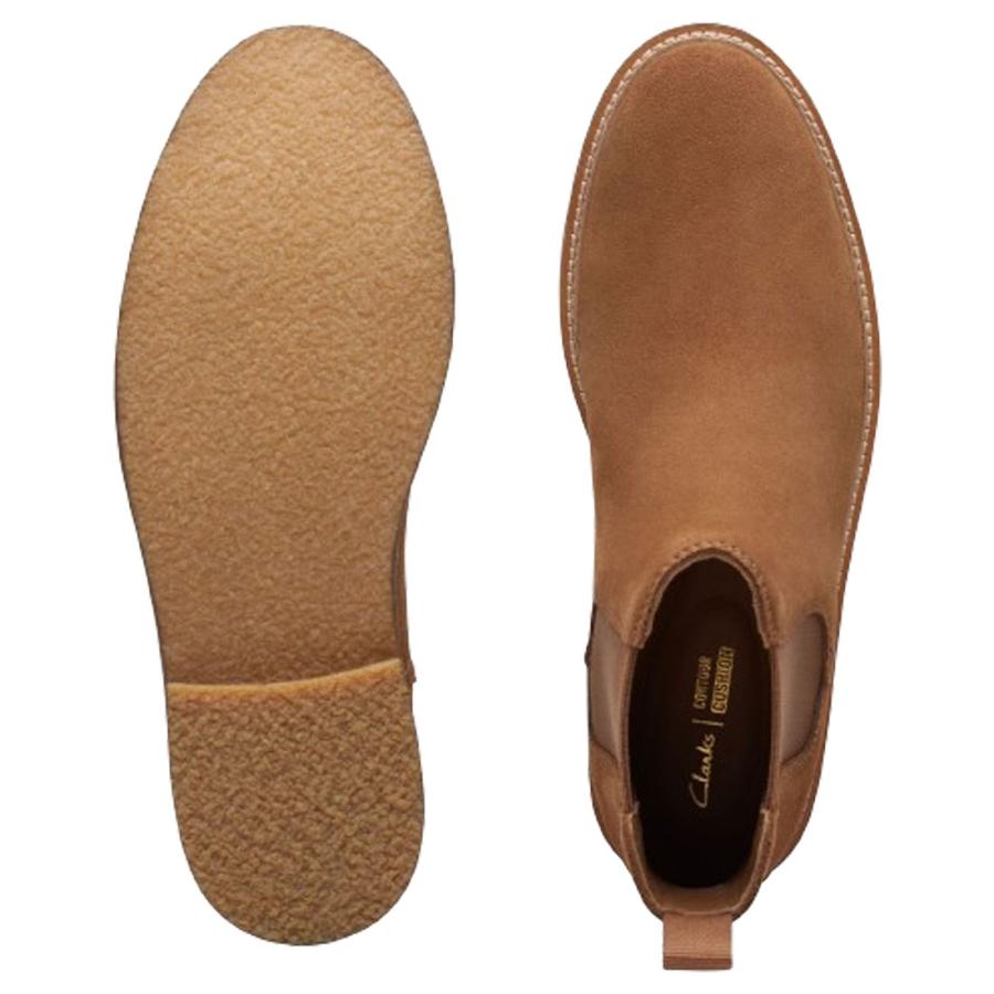 Clarks レザームラ加工プレーントゥレザー ブラウンサイドゴアブーツ CL915BM017332_q_thumbM.jpg