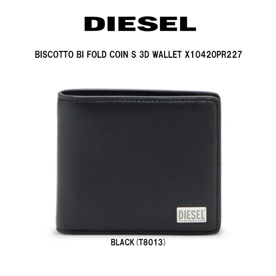 DIESEL 二つ折り財布 X05264　ブラック　黒 ディーゼル DIESEL 財布 二つ折り財布 折りたたみ財布 小銭入れ付き