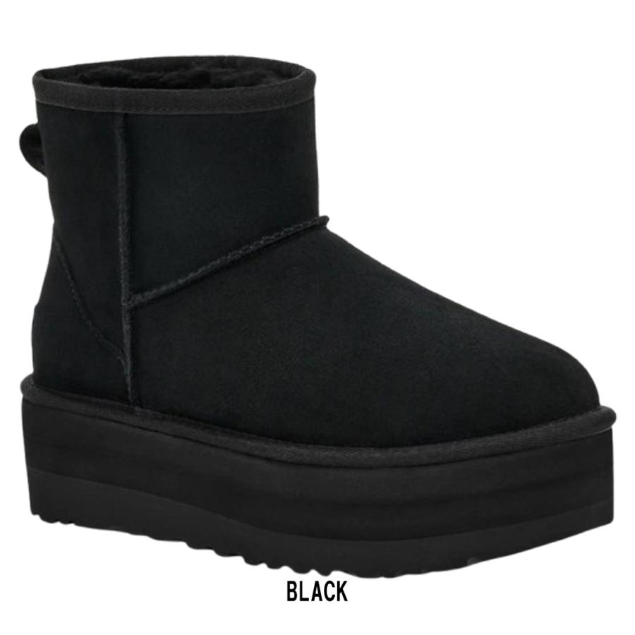 【美品】UGG アグ ブラック レザー ショート ムートン ブーツ 24 UGG アグ ムートンブーツ CLASSIC ULTRA MINI PLATFORM 1135092